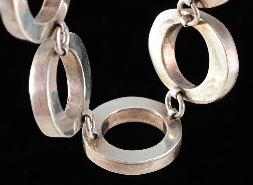 Mexican Sterling Silver Openwork Link Bracelet