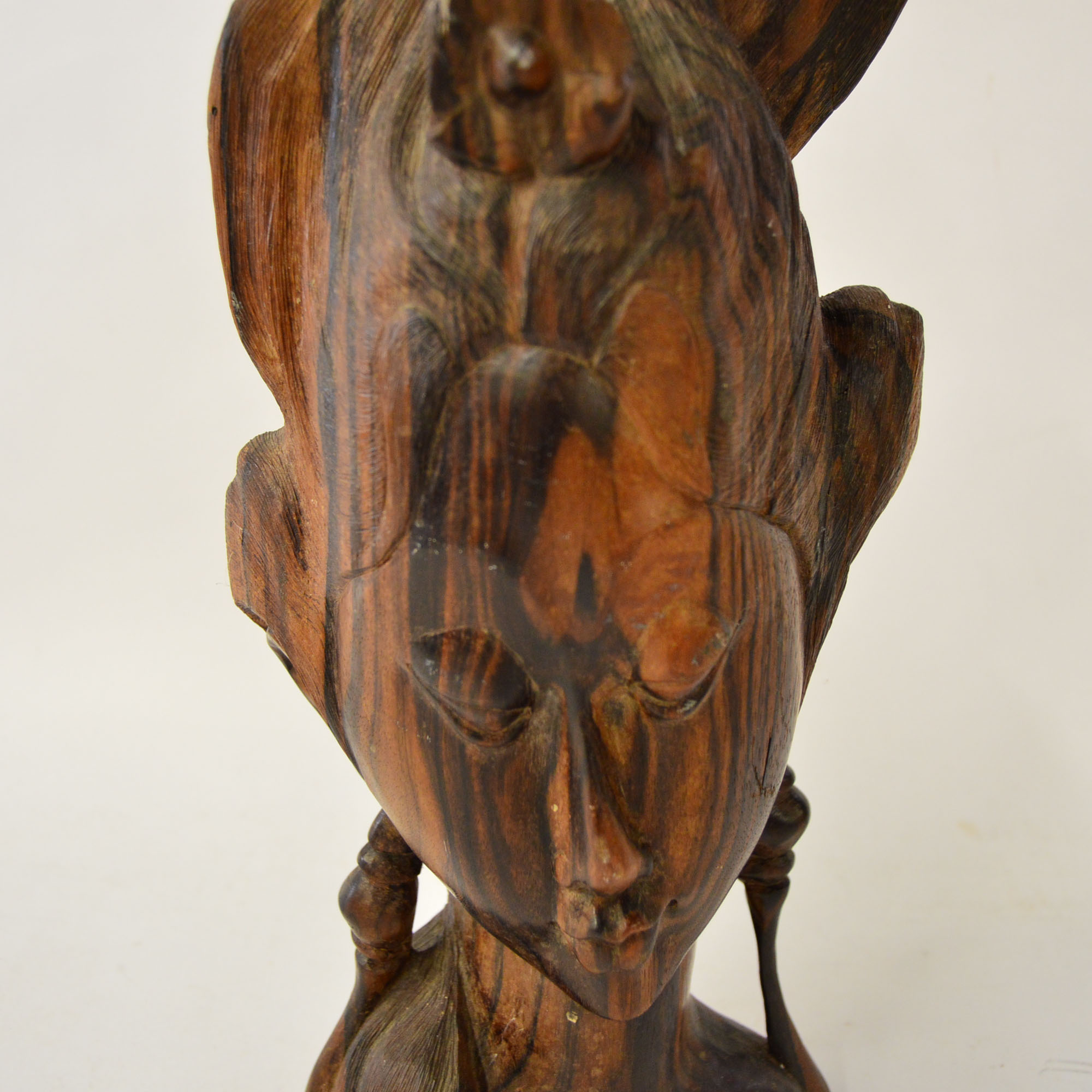 Carved Rosewood Bust Depicting A Southeast Asian Beauty