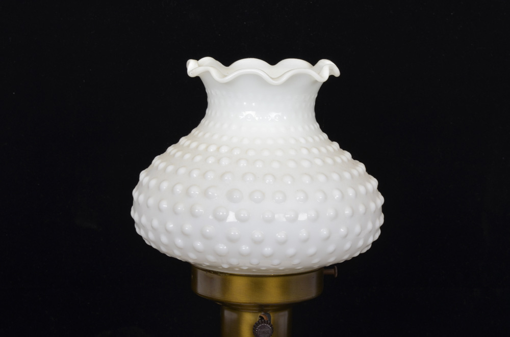 Vintage Hobnail Milk Glass Lamp
