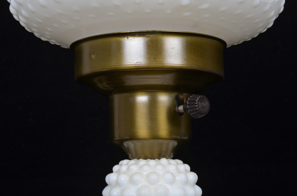 Vintage Hobnail Milk Glass Lamp
