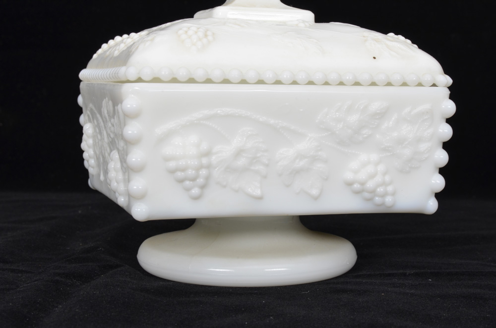 Vintage Milk Glass Dish Pair