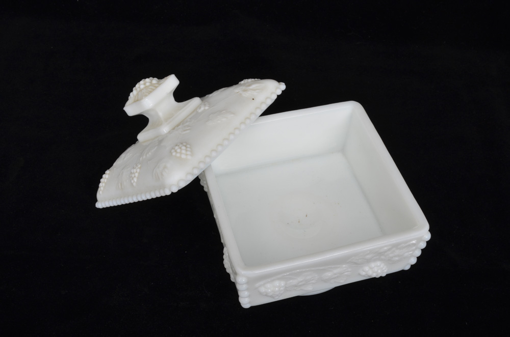 Vintage Milk Glass Dish Pair