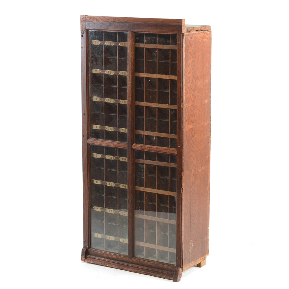 Antique Oak Postal Sorting Cabinet