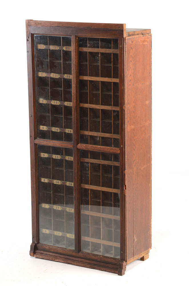 Antique Oak Postal Sorting Cabinet