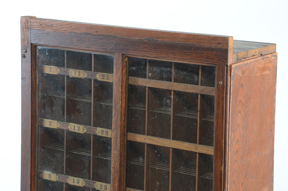 Antique Oak Postal Sorting Cabinet