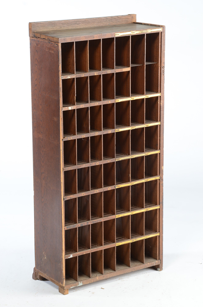 Antique Oak Postal Sorting Cabinet