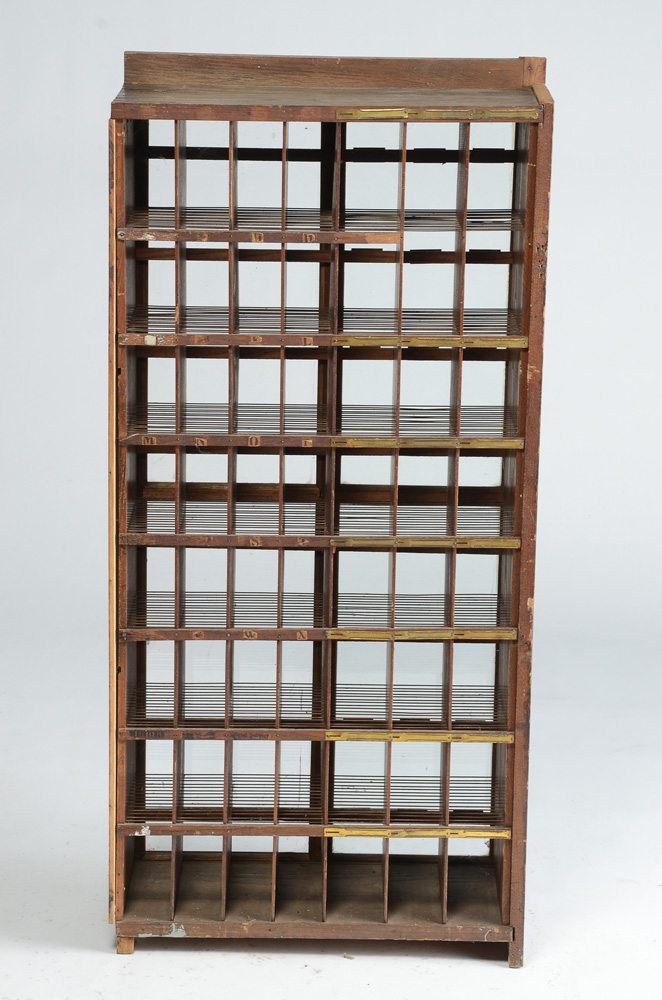 Antique Oak Postal Sorting Cabinet