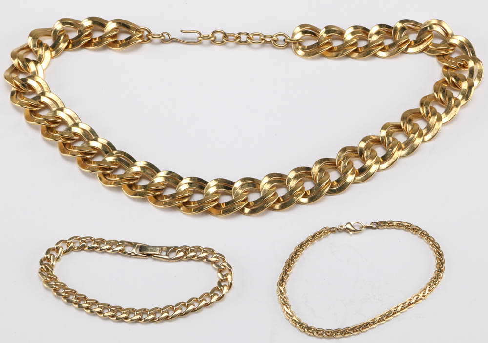 Silver Tone and Gold Tone Costume Jewelry Including Sterling