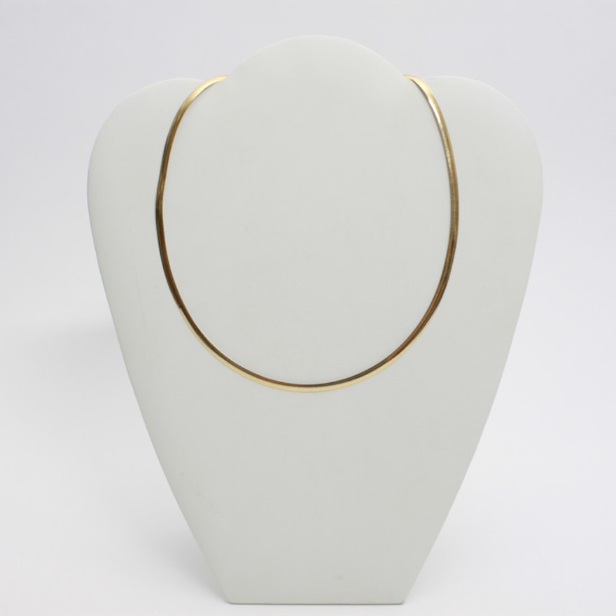 Italian 14K Yellow and White Gold Reversible Snake Chain Necklace