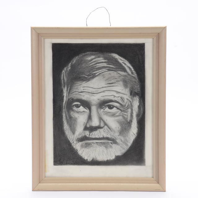 H. Morrow Original Graphite and Charcoal Portrait of Ernest Hemingway