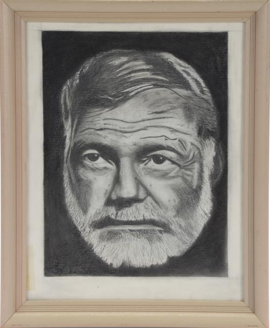 H. Morrow Original Graphite and Charcoal Portrait of Ernest Hemingway