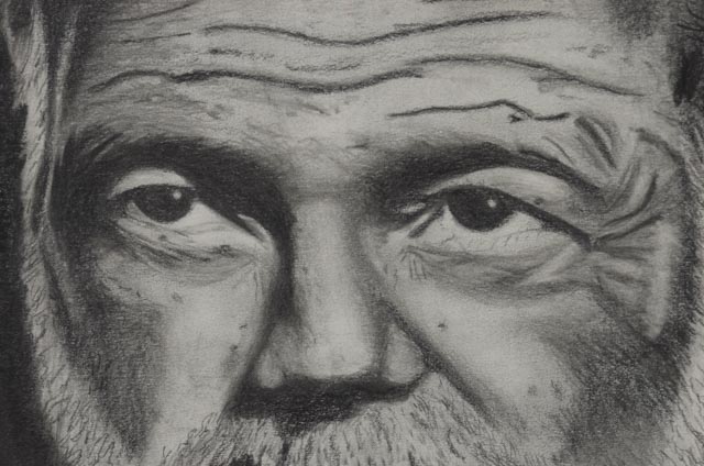 H. Morrow Original Graphite and Charcoal Portrait of Ernest Hemingway