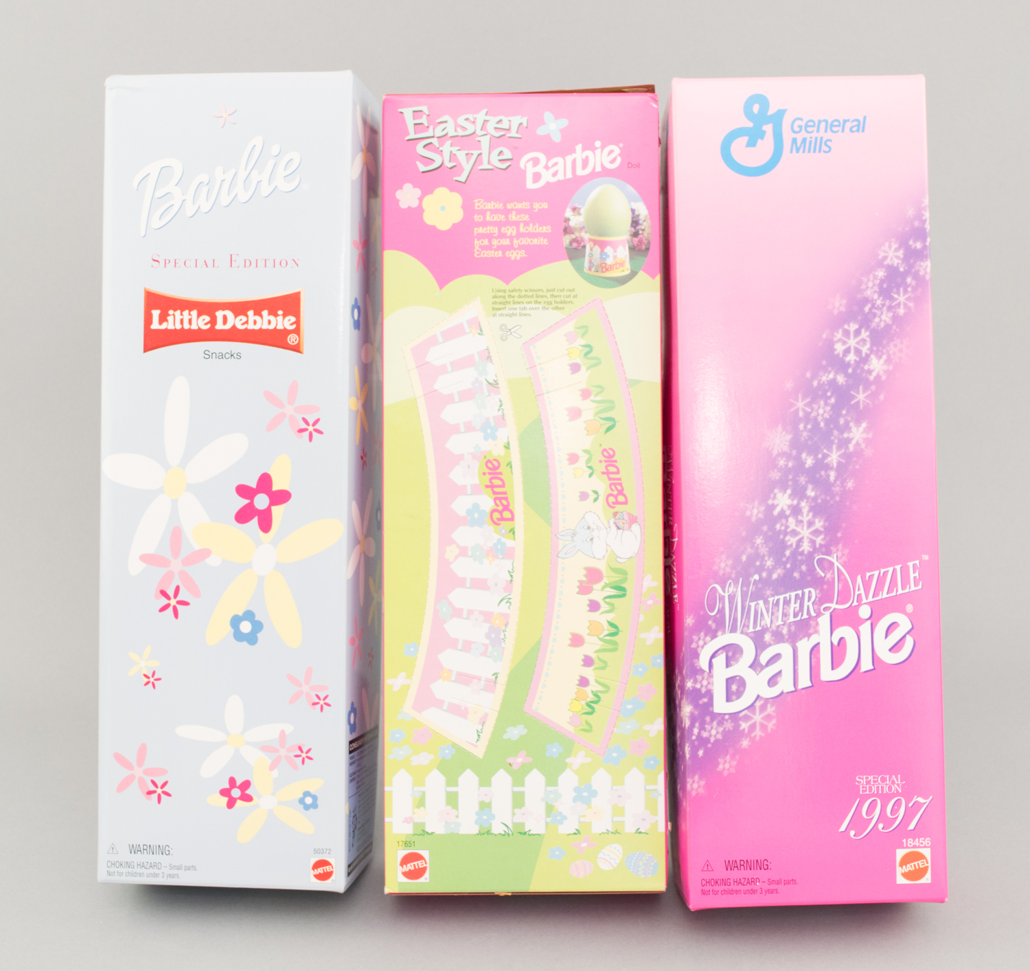 Collectible Barbie Dolls in Boxes including a 1999 Krissy Baby Layette and Little Debbie Dolls