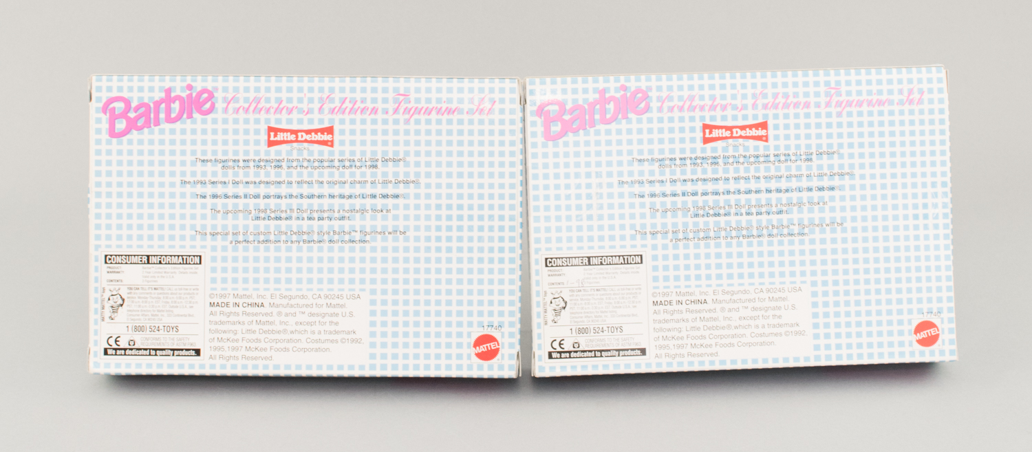 Collectible Barbie Dolls in Boxes including a 1999 Krissy Baby Layette and Little Debbie Dolls