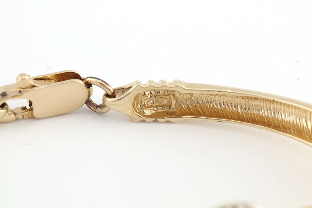 14K Yellow Gold Diamond Sapphire Opal Dolphin Bracelet