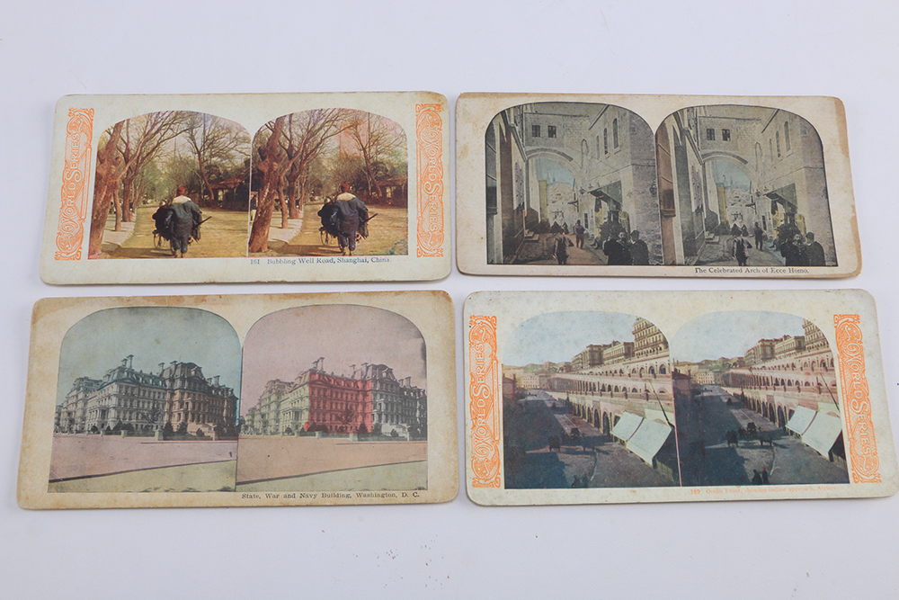 Vintage Handheld Stereoscope and Cards Gathering