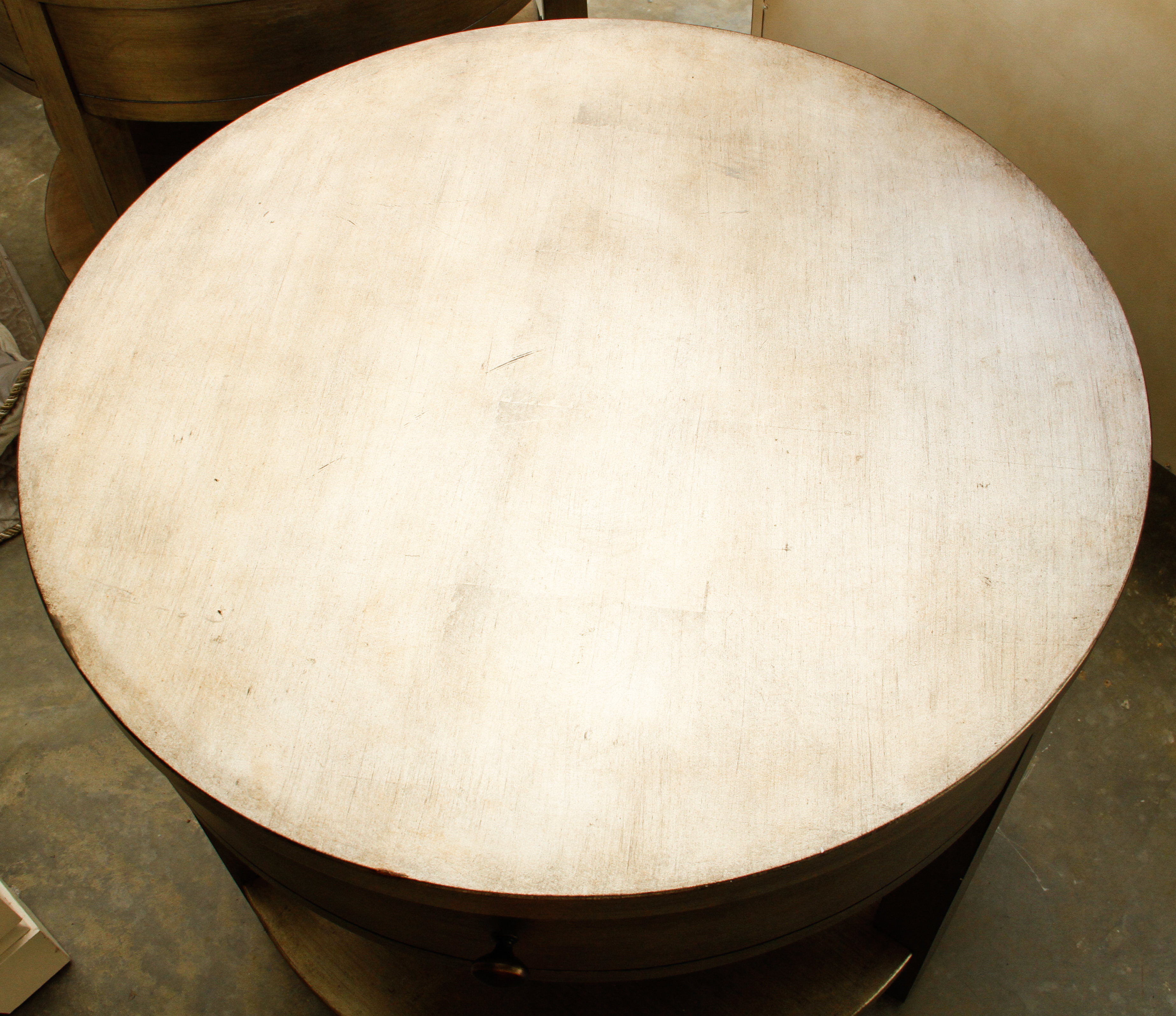 Pair of Contemporary Round Metallic End Tables