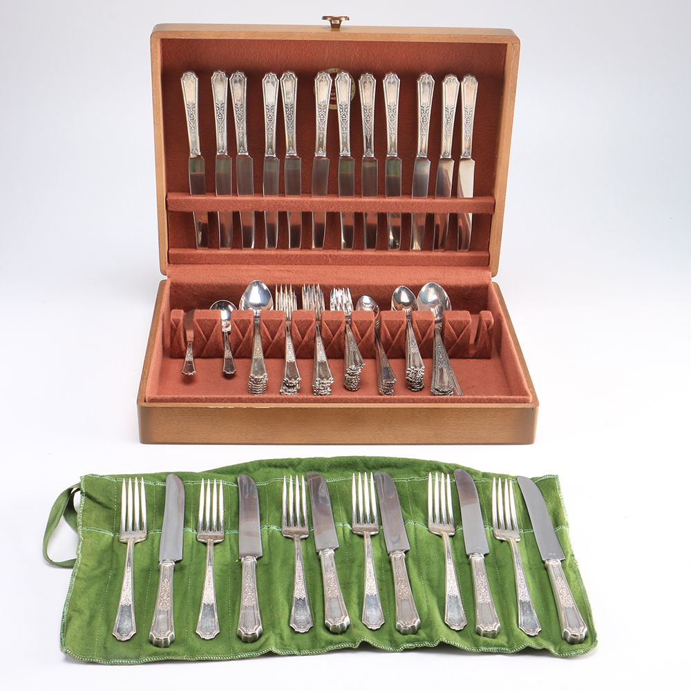 1847 Rogers Bros "Ancestral" Silver Plate Flatware Set