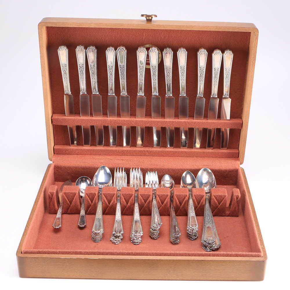 1847 Rogers Bros "Ancestral" Silver Plate Flatware Set
