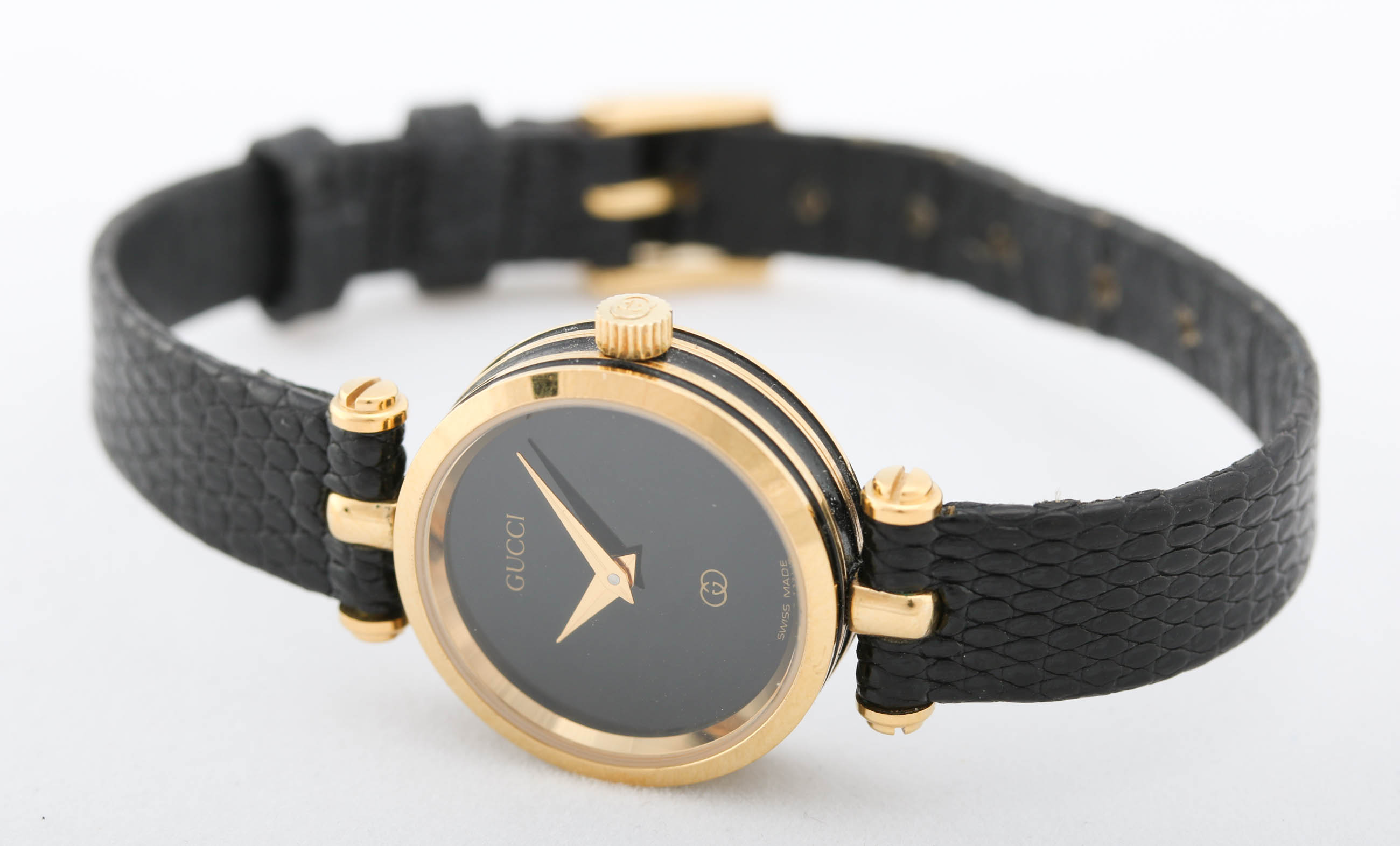 Gucci Black and Gold Tone Analog Watch