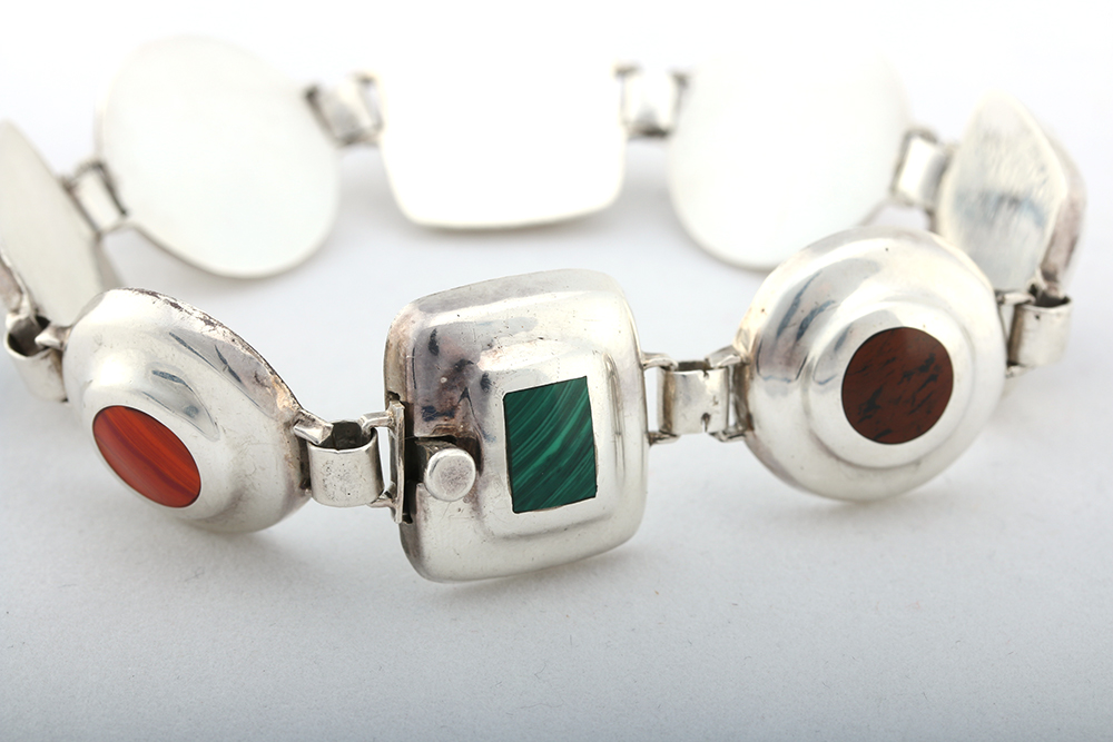 Sterling Silver Stone Demi Parure Including Asch Grossbardt