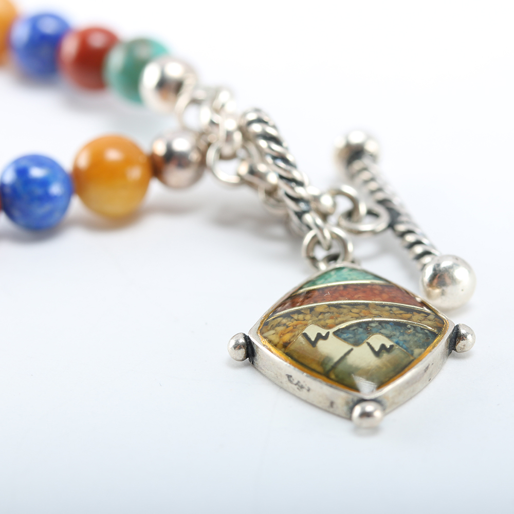 Turquoise Quartz and Denim Lapis Lazuli Beaded Bracelet