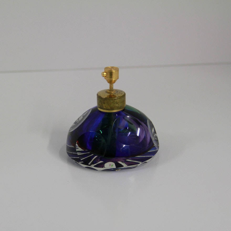 Vintage Blue and Green Glass Perfume Bottle