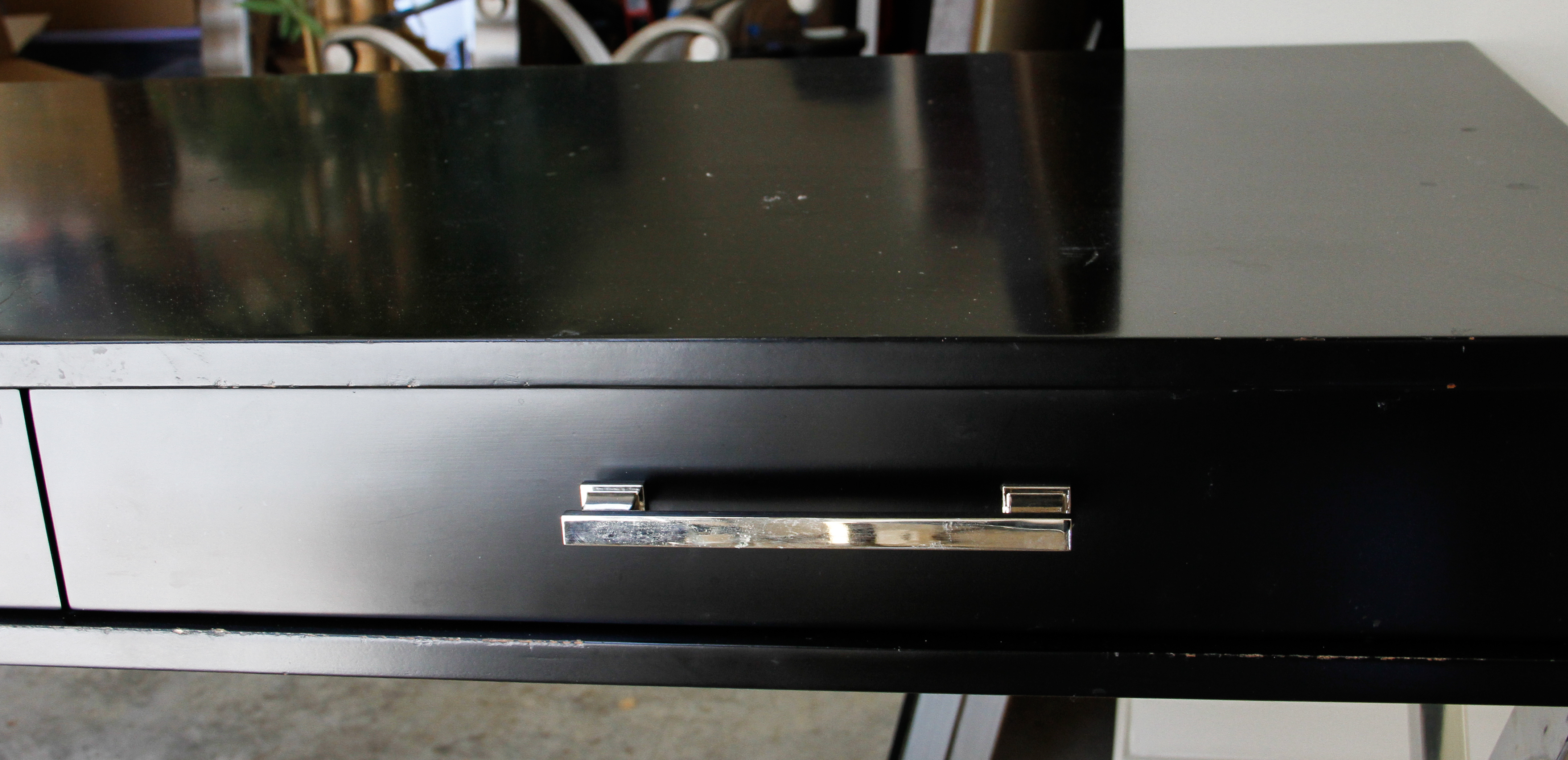 Contemporary Black and Silver-Tone Desk