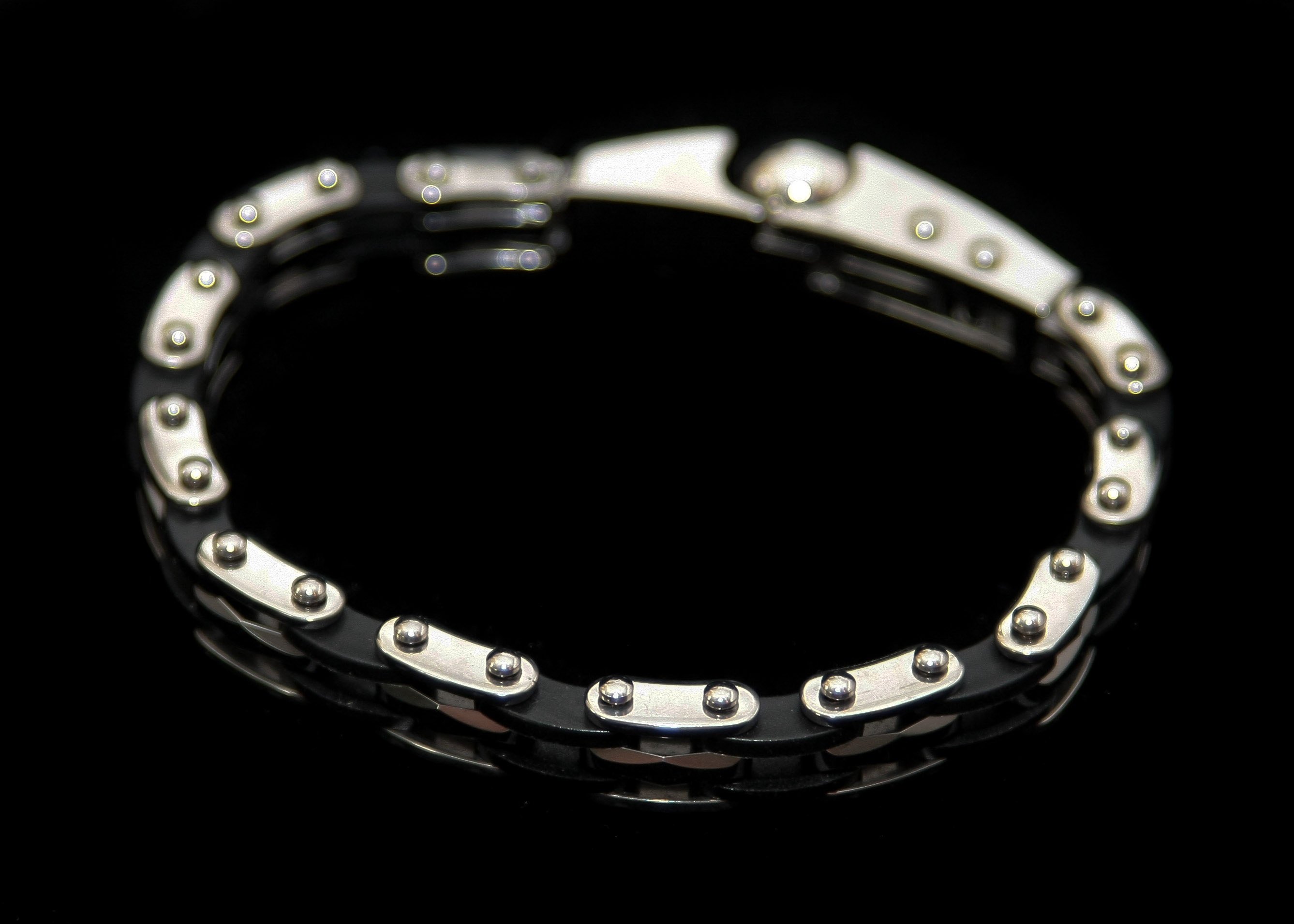 Stainless Steel and Leather Bracelet and Nail Ring