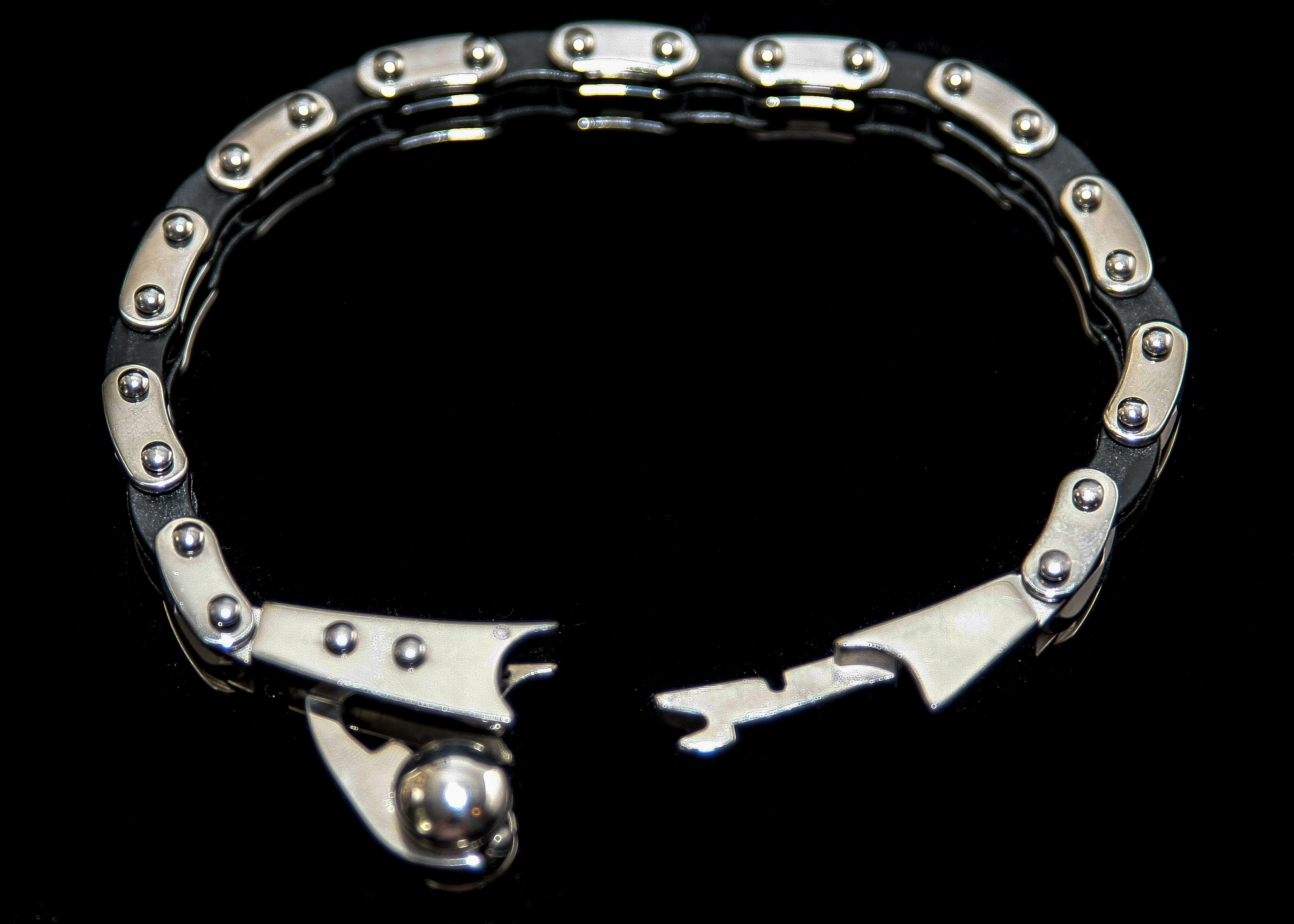 Stainless Steel and Leather Bracelet and Nail Ring