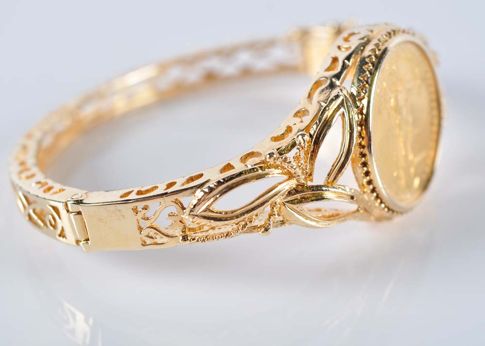 1986 American Eagle Gold Bullion Coin and 14K Bracelet