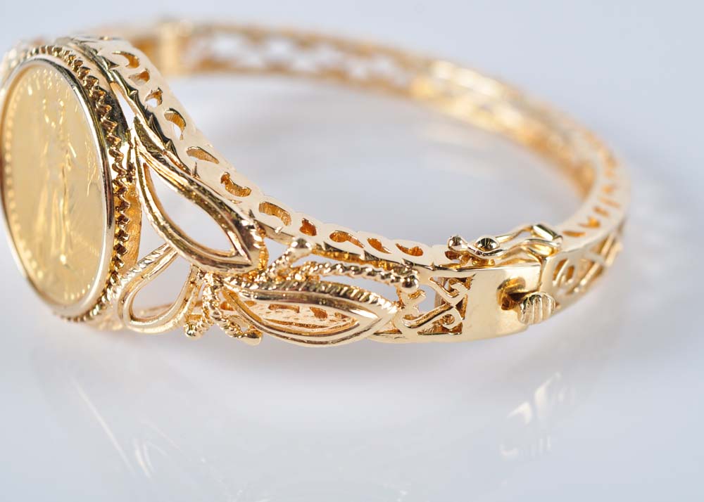 1986 American Eagle Gold Bullion Coin and 14K Bracelet