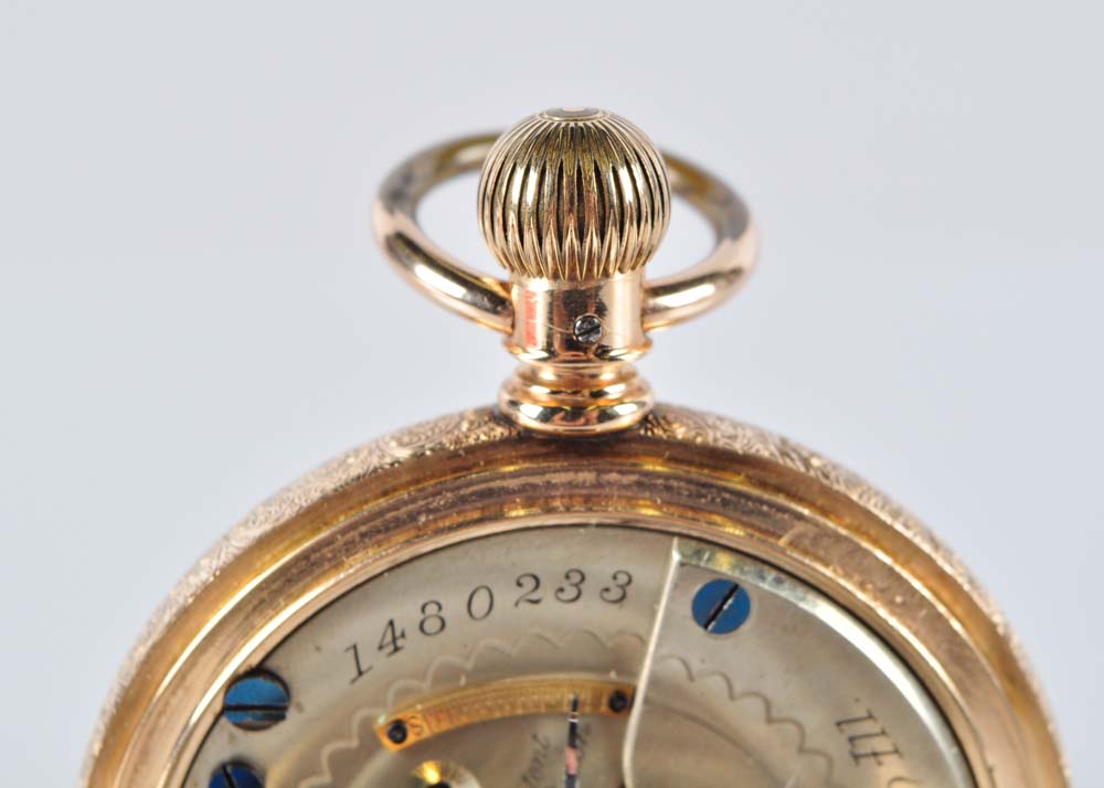 Circa 1884 Elgin 14K Men's Pocket Watch
