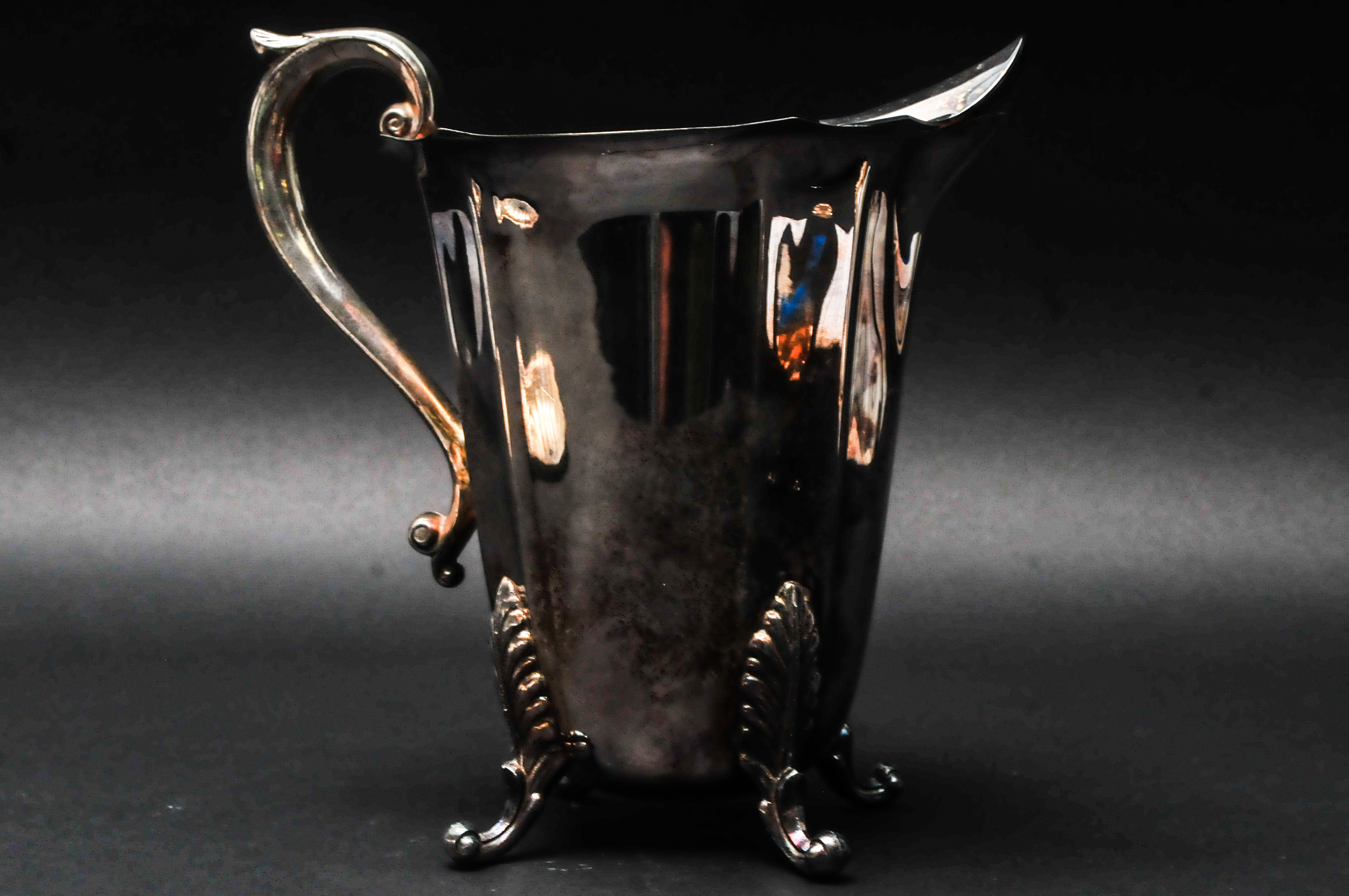 Vintage Silver Plate Lidded Dish and Ornate Pitcher