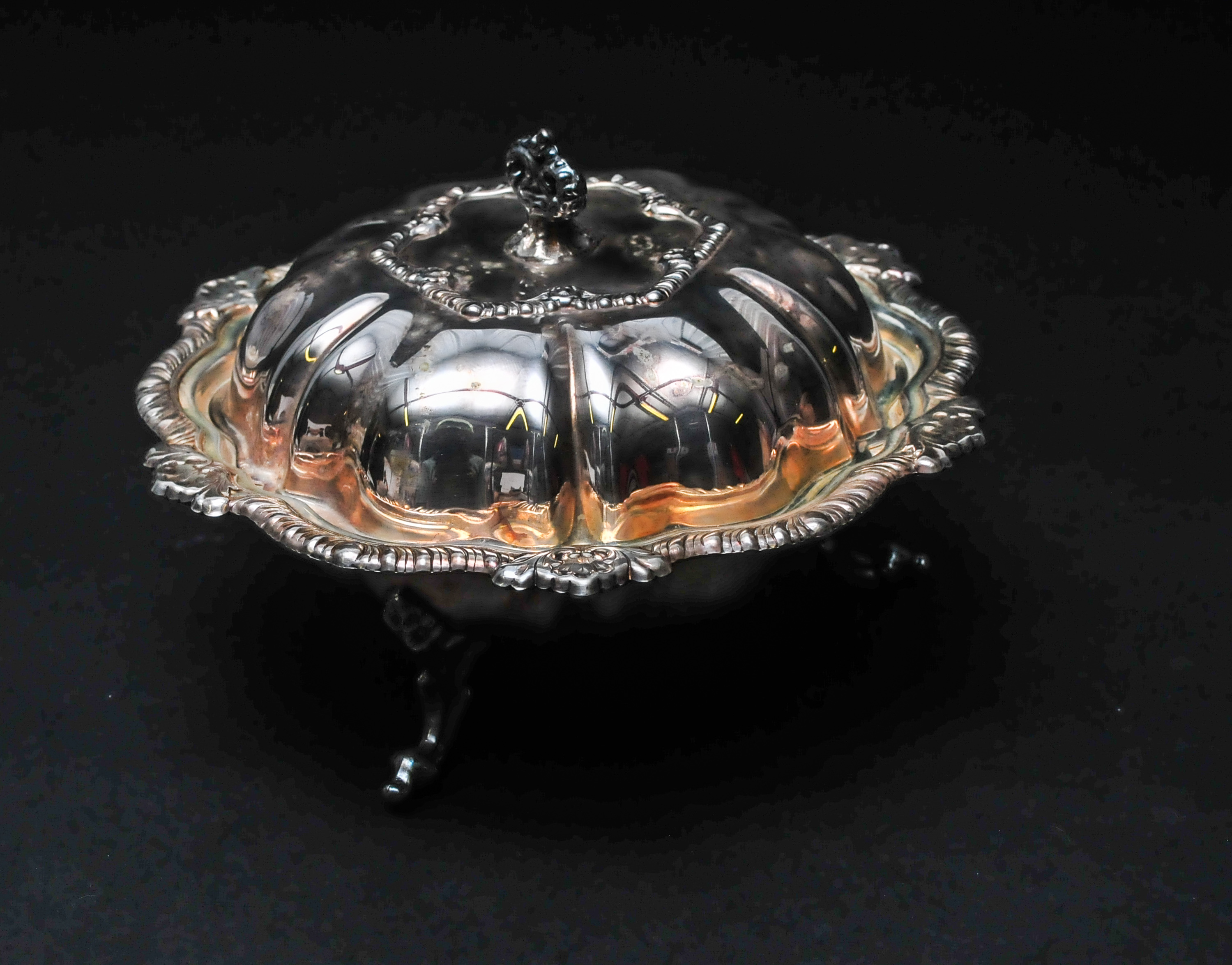 Vintage Silver Plate Lidded Dish and Ornate Pitcher