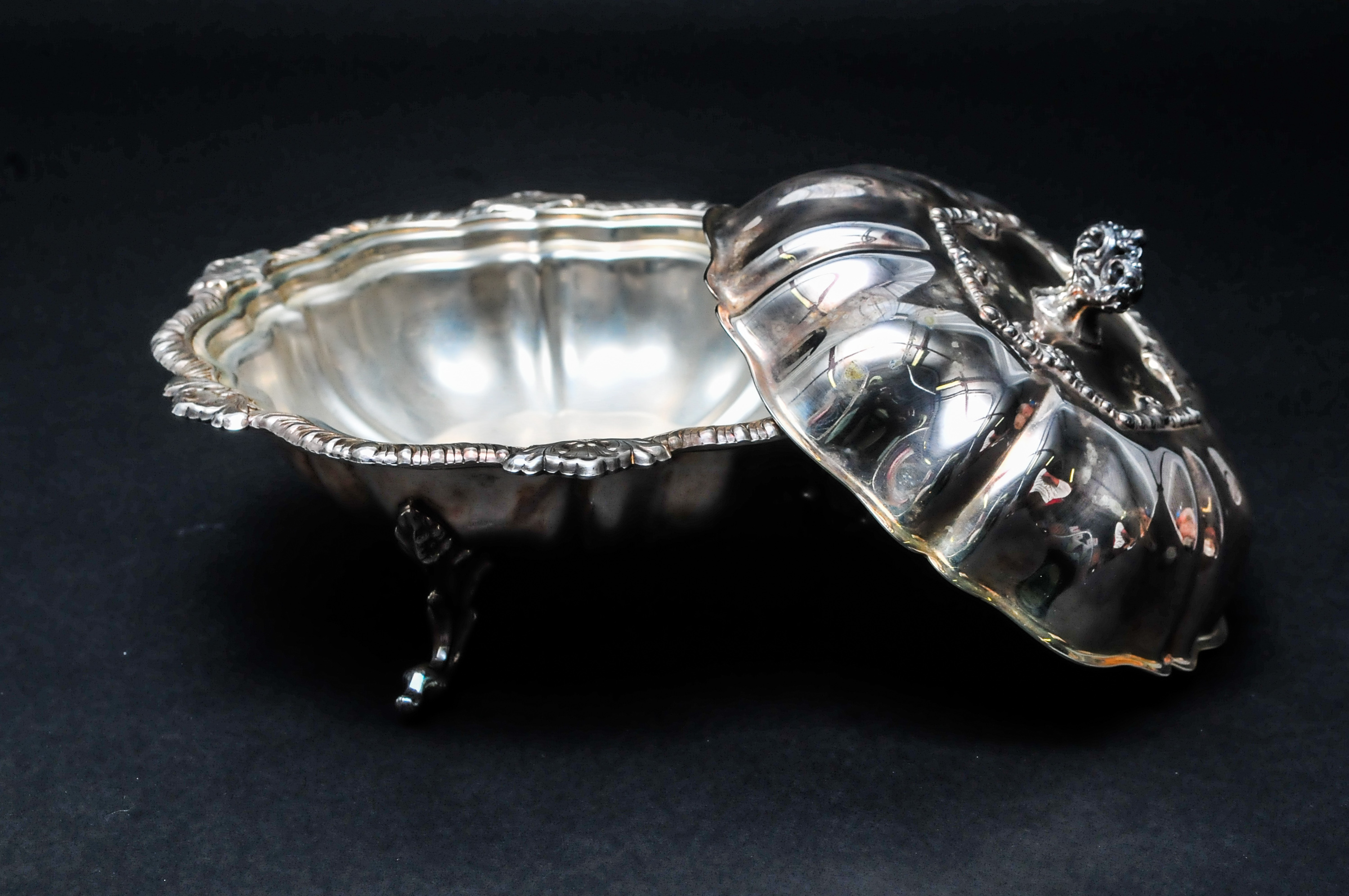 Vintage Silver Plate Lidded Dish and Ornate Pitcher