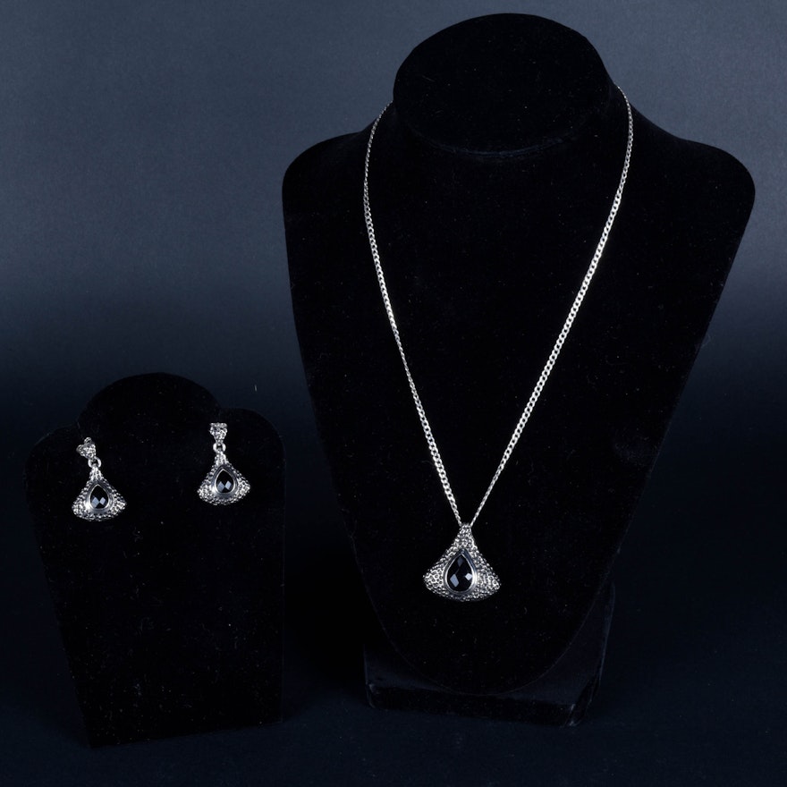 Sara Botello Sterling Silver Necklace and Earring Set