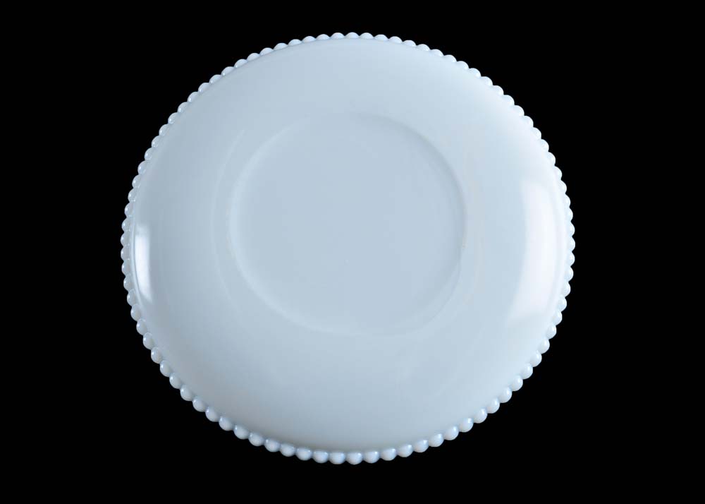 Set of Painted Milk Glass Plates