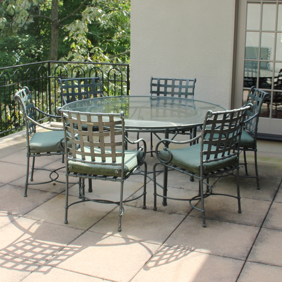 Metal Patio Table and Six Chairs
