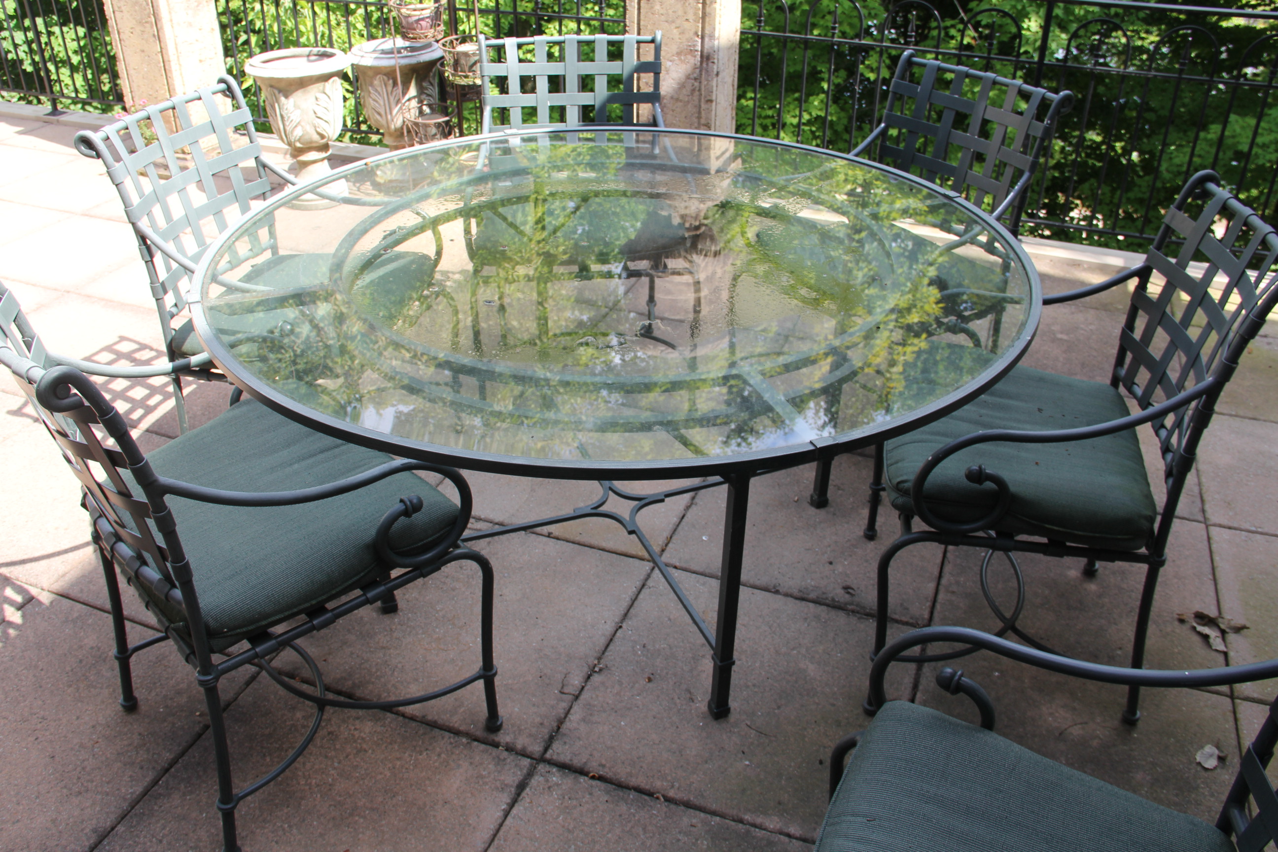 Metal Patio Table and Six Chairs
