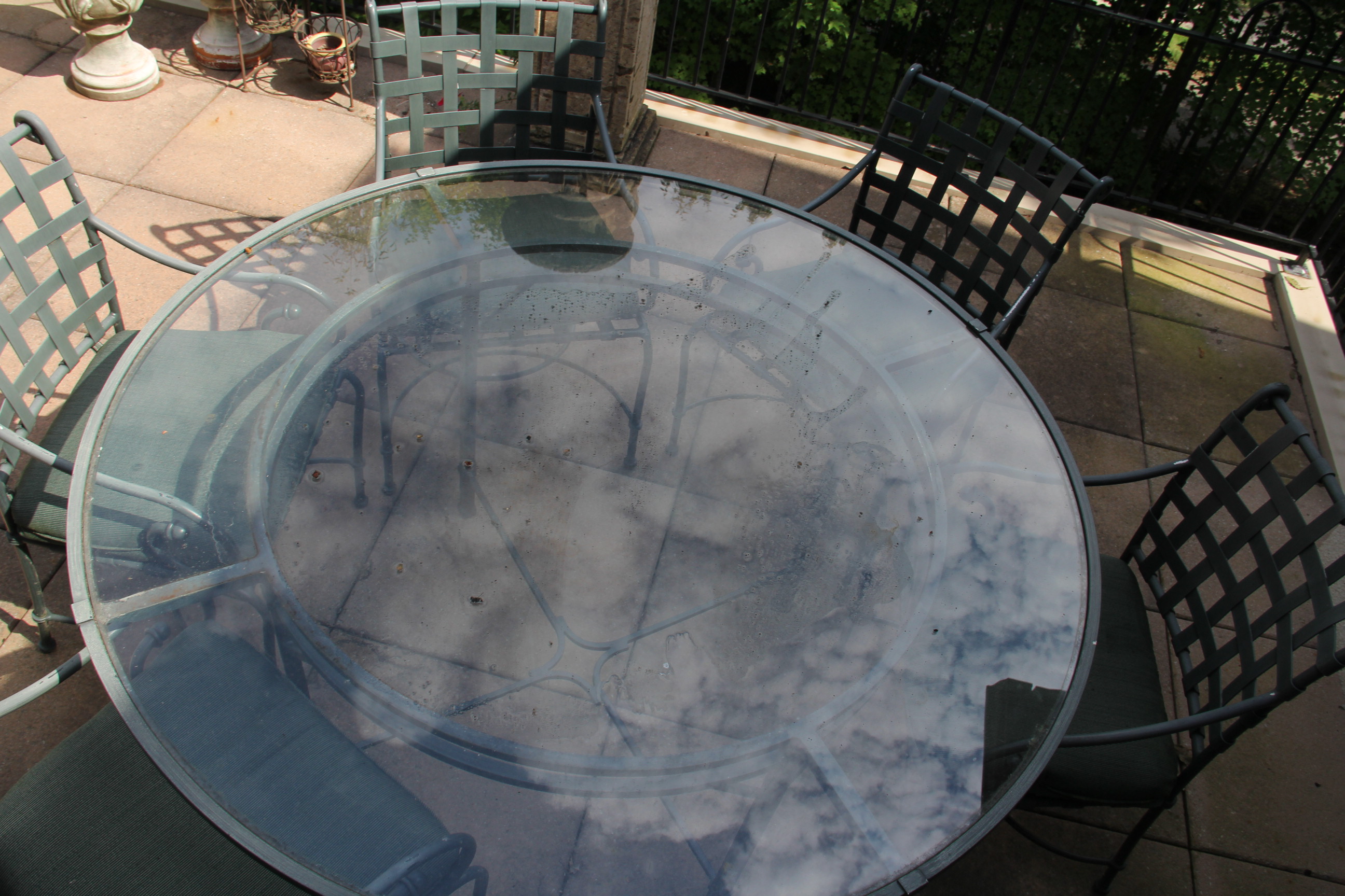 Metal Patio Table and Six Chairs