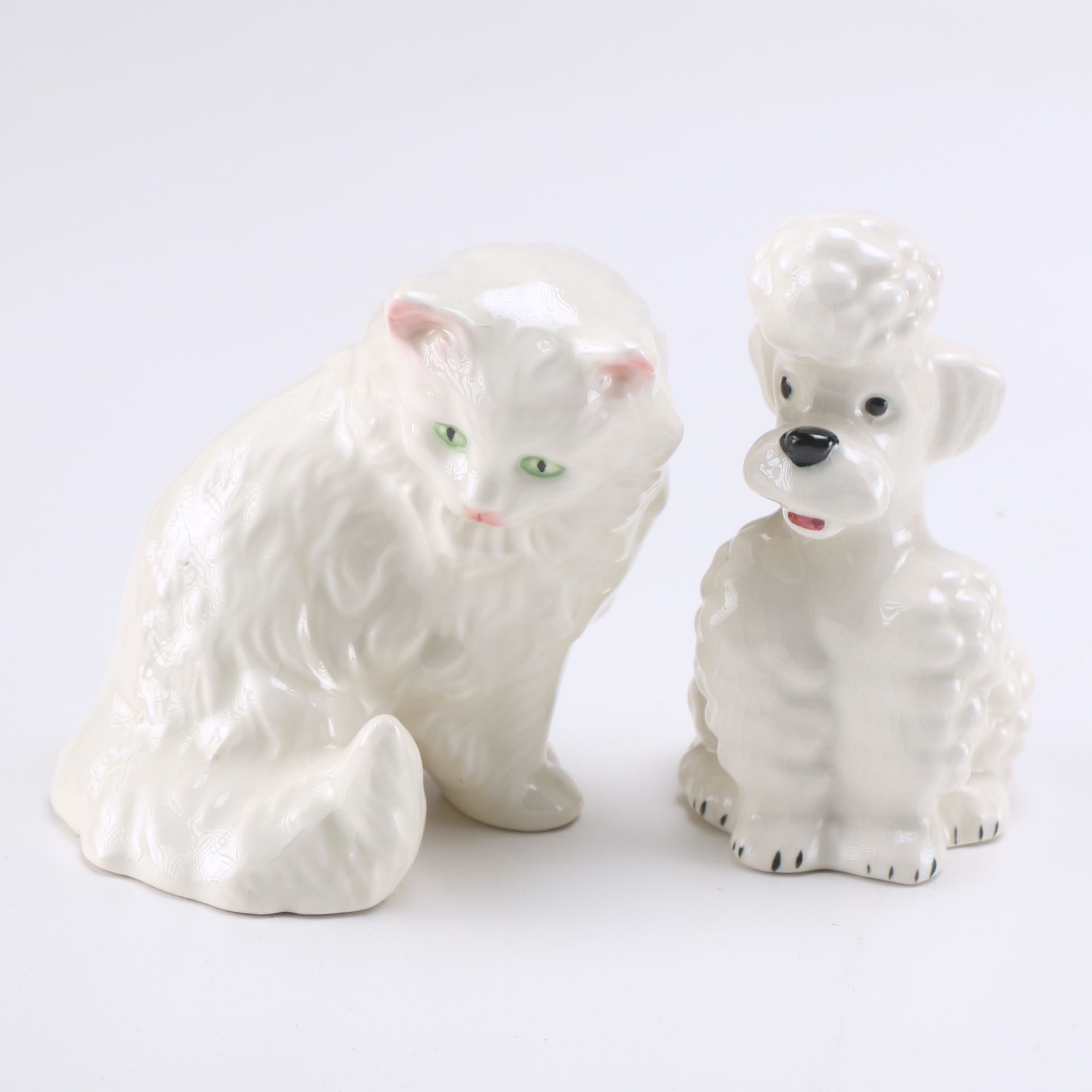 Vintage Goebel White Poodle and Mitzi Cat Figurines