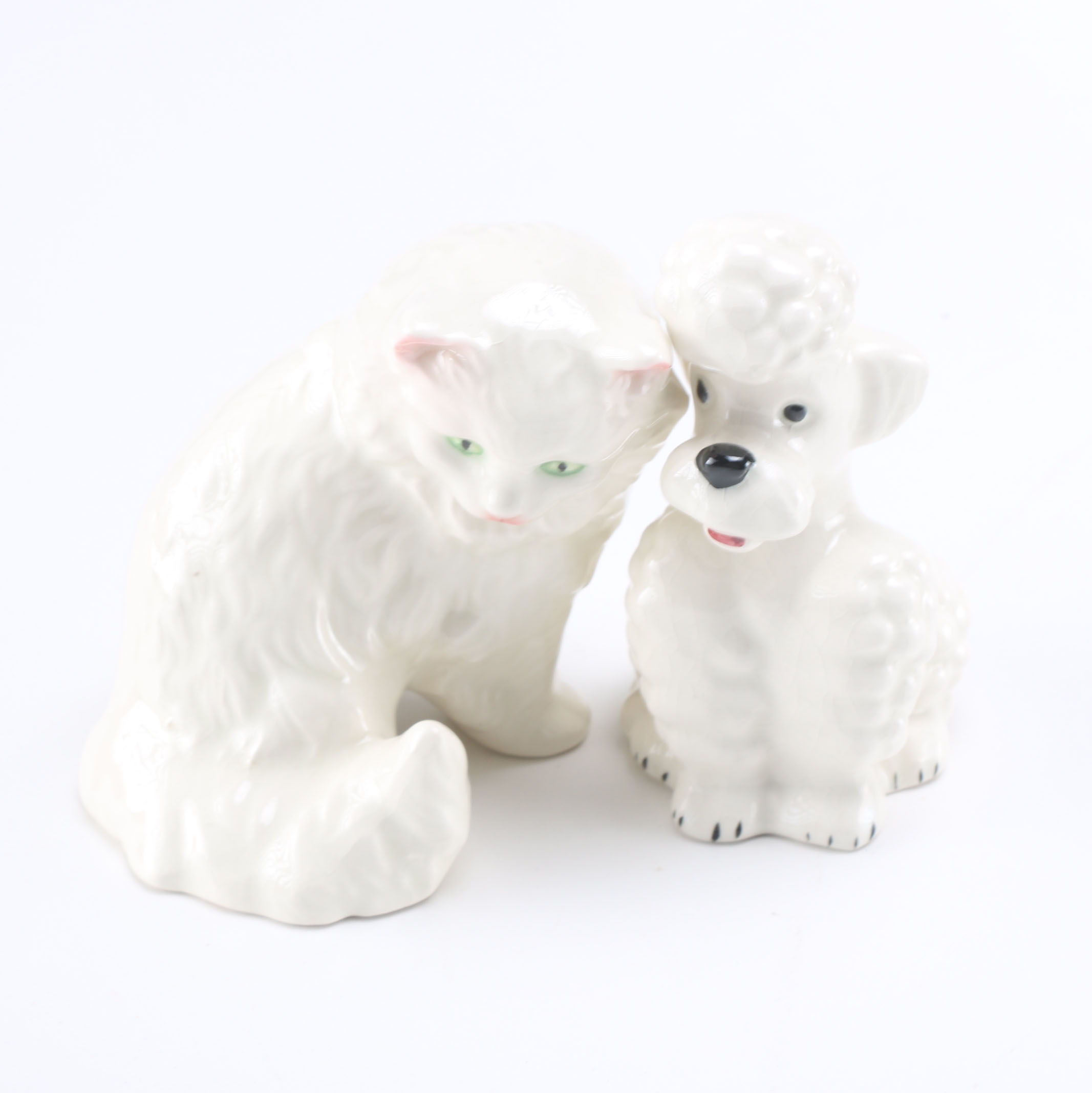 Vintage Goebel White Poodle and Mitzi Cat Figurines