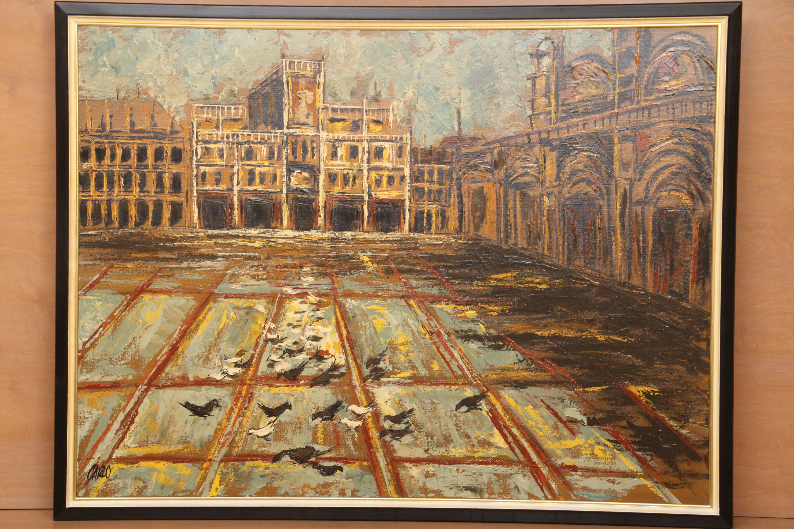 Carlo of Hollywood Large Mid Century Oil Painting