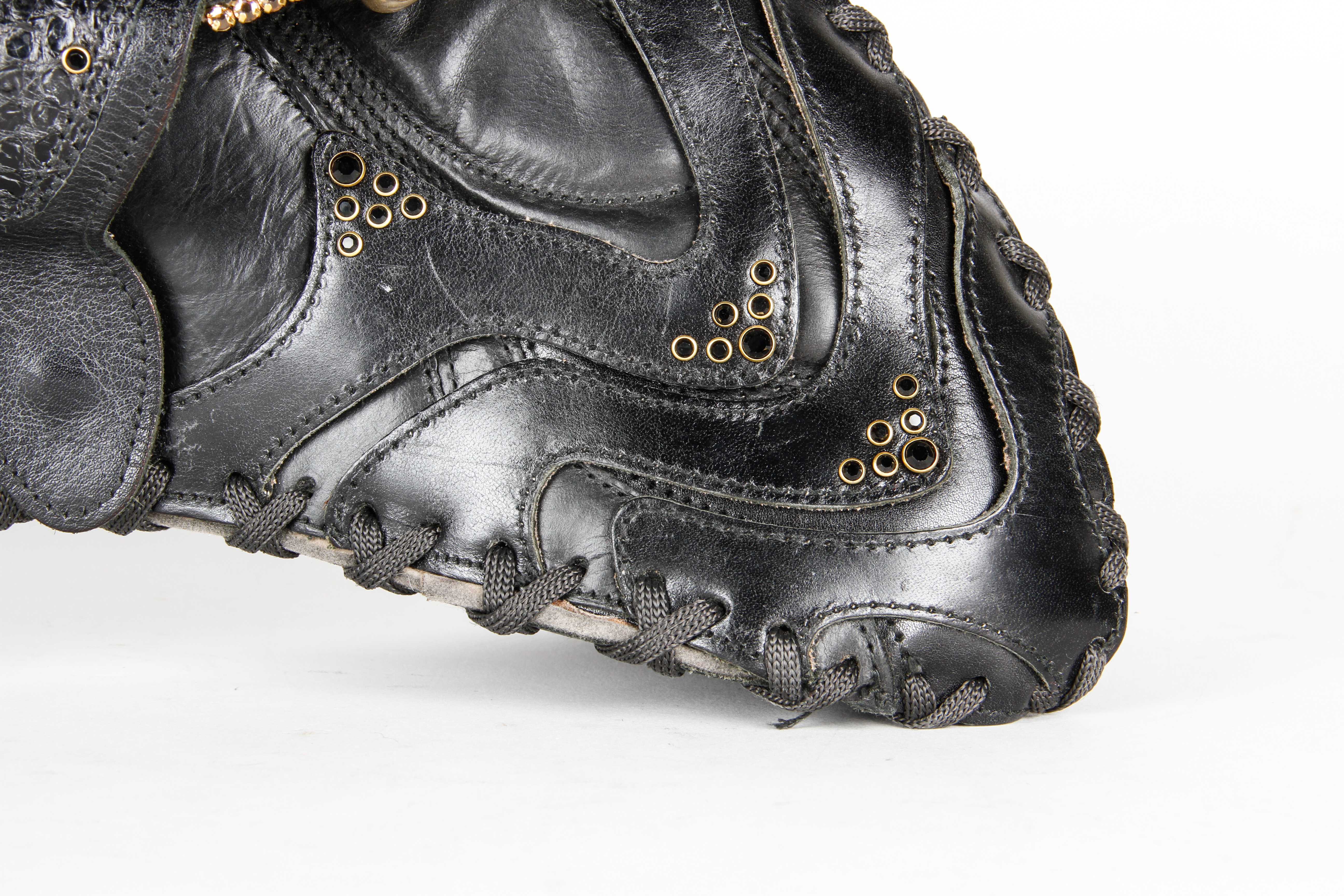 Bracher Emden Black Leather Bag with Crystal Details