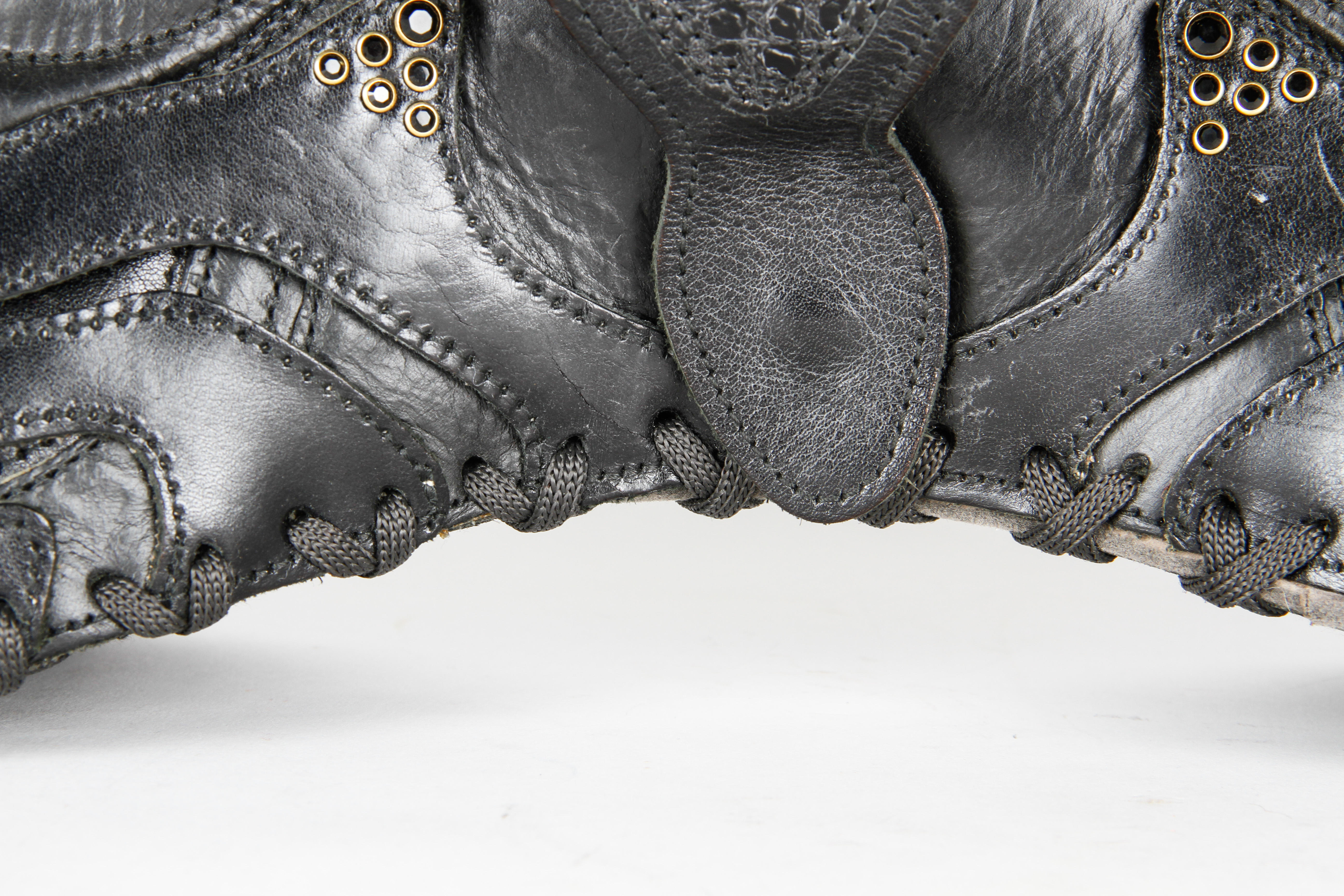 Bracher Emden Black Leather Bag with Crystal Details