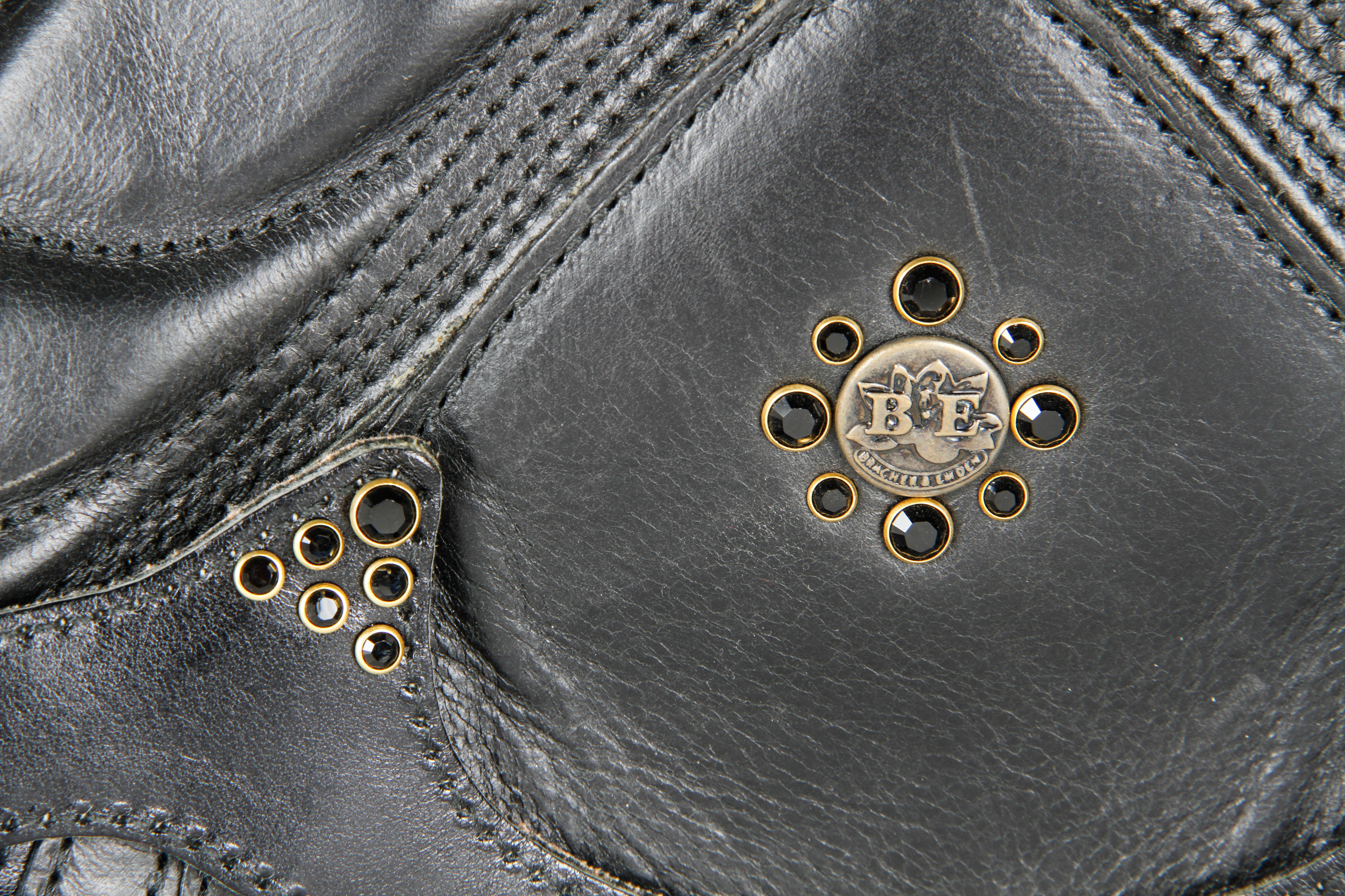 Bracher Emden Black Leather Bag with Crystal Details