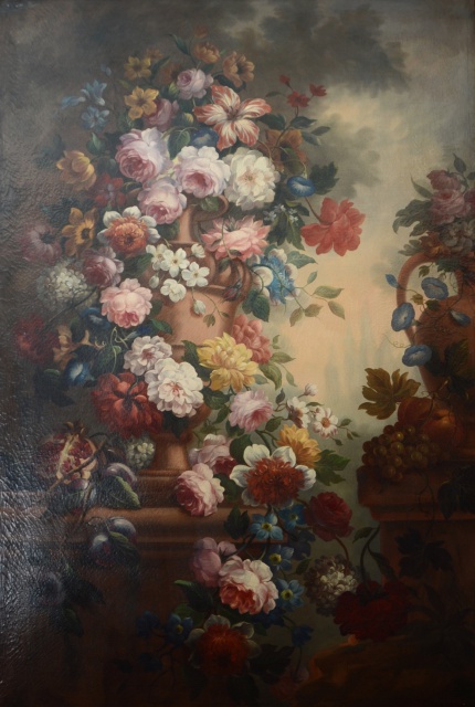 Flemish Style Oil on Canvas Still Life