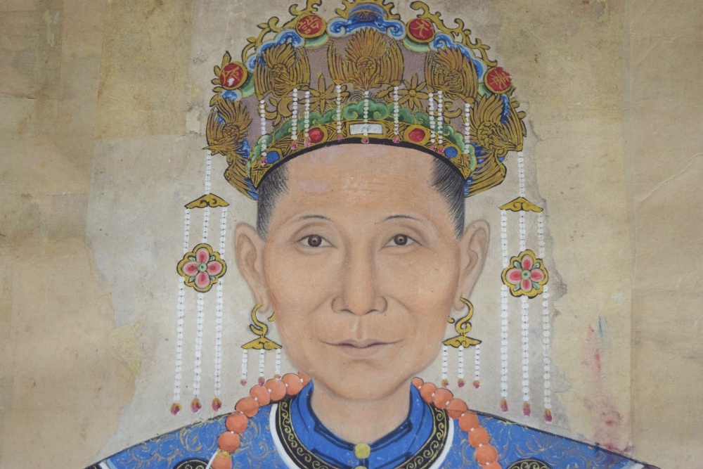 Pair of Qing Dynasty Chinese Ancestor Portraits
