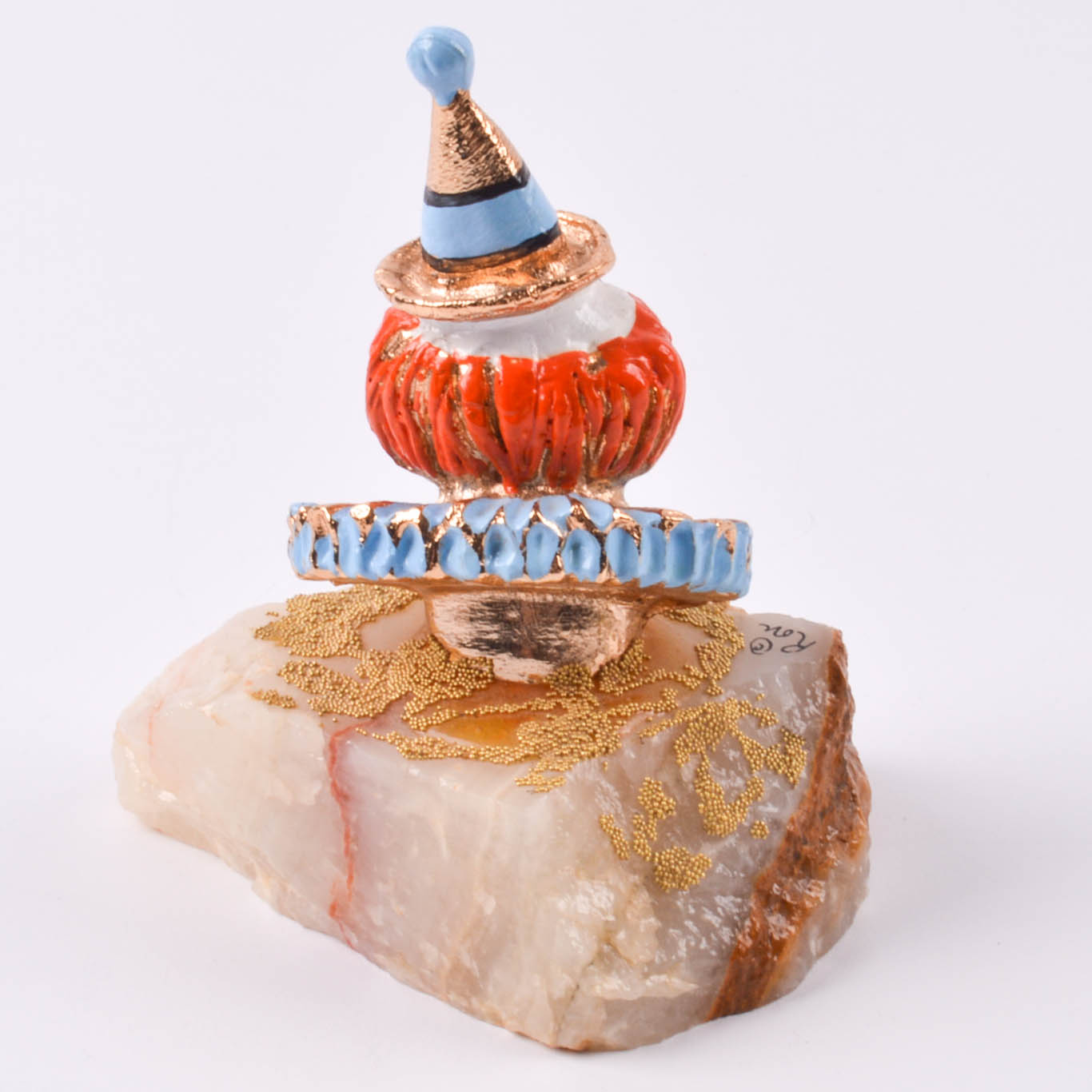 Three Ron Lee Collectible Clowns on Onyx with 24K Details